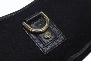 GUCCI グッチ アビー ワンショルダーバッグ セミショルダー ハンドバッグ 130939 GGキャンバス レザー ブラック 美品 中古 4b004216