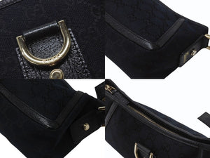 GUCCI グッチ アビー ワンショルダーバッグ セミショルダー ハンドバッグ 130939 GGキャンバス レザー ブラック 美品 中古 4b004216