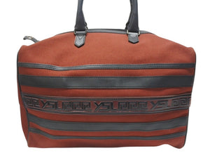 YVES SAINT LAURENT イヴサンローラン YSLロゴ ミニミニボストンバッグハンドバッグ キャンバス レザー ボルドー ブラック 美品 中古 4b004217