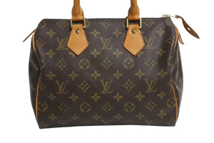 LOUIS VUITTON ルイヴィトン スピーディ25 ハンドバッグ M41109 モノグラム PVC レザー ゴールド金具 ブラウン 美品 中古 4b004218
