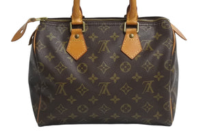 LOUIS VUITTON ルイヴィトン スピーディ25 ハンドバッグ M41109 モノグラム PVC レザー ゴールド金具 ブラウン 美品 中古 4b004218