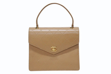 CHANEL シャネル マトラッセ ハンドバッグ ココマーク 5番台 キャビアスキン ベージュ ゴールド金具 美品 中古 4b004220