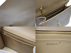 CHANEL シャネル マトラッセ ハンドバッグ ココマーク 5番台 キャビアスキン ベージュ ゴールド金具 美品 中古 4b004220