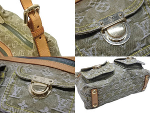 LOUIS VUITTON ルイヴィトン バギーPM ショルダーバッグ M95213 モノグラムデニム カーキ ゴールド 美品 中古 4b004221