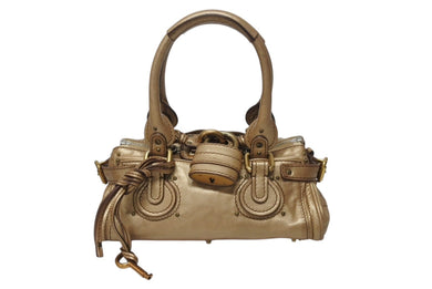 CHLOE クロエ パディントン 南京錠 ミニ ハンドバッグ 01-07-51-5191 レザー ゴールド ゴールド金具 美品 中古 4b004224