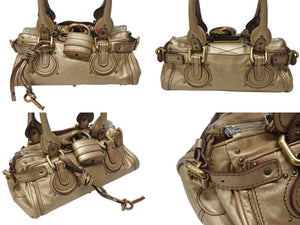 CHLOE クロエ パディントン 南京錠 ミニ ハンドバッグ 01-07-51-5191 レザー ゴールド ゴールド金具 美品 中古 4b004224
