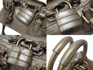CHLOE クロエ パディントン 南京錠 ミニ ハンドバッグ 01-07-51-5191 レザー ゴールド ゴールド金具 美品 中古 4b004224