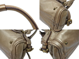 CHLOE クロエ パディントン 南京錠 ミニ ハンドバッグ 01-07-51-5191 レザー ゴールド ゴールド金具 美品 中古 4b004224