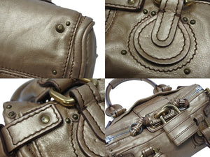 CHLOE クロエ パディントン 南京錠 ミニ ハンドバッグ 01-07-51-5191 レザー ゴールド ゴールド金具 美品 中古 4b004224