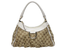 Load image into Gallery viewer, GUCCI グッチ ハンドバッグ GGキャンバス ワンショルダーバッグ ホワイト ベージュレザー 190525 ゴールド金具 美品 中古 4b004226