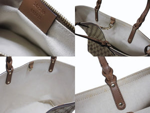 GUCCI グッチ トートバッグ GGキャンバス ポーチ付き247209 493075 レザー ベージュ ブラウン ゴールド金具 美品 中古 4b004227 
