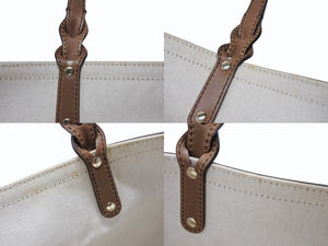 GUCCI グッチ トートバッグ GGキャンバス ポーチ付き247209 493075 レザー ベージュ ブラウン ゴールド金具 美品 中古 4b004227 