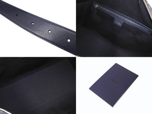 Dior ディオール DENIM TEARS デニムティアーズ ランゴ50 ボストンバッグ 2WAY オブリーク ピースサイン レザー コットンデニム ネイビー シルバー金具 美品 中古 4b004427