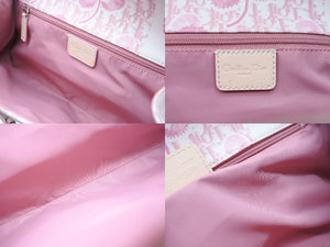 CHRISTIAN DIOR クリスチャンディオール トロッターライン ショルダーバッグ BO N 1024 ホワイト ピンク シルバー金具 美品 中古 4b004228
