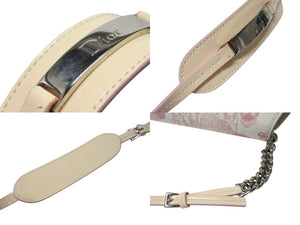 CHRISTIAN DIOR クリスチャンディオール トロッターライン ショルダーバッグ BO N 1024 ホワイト ピンク シルバー金具 美品 中古 4b004228