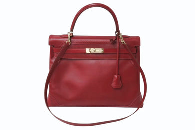 HERMES エルメス ハンドバッグ ケリー35 □P刻 ギリーズ ルビー レッド エバーカーフ ゴールド金具 美品 中古 4b004231
