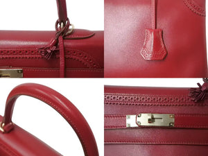 HERMES エルメス ハンドバッグ ケリー35 □P刻 ギリーズ ルビー レッド エバーカーフ ゴールド金具 美品 中古 4b004231