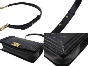 CHANEL シャネル ボーイシャネル 28 ラージ チェーン ショルダーバッグ 21番台 ラムスキン ブラック ゴールド金具 ココマーク 美品 中古 4b004232