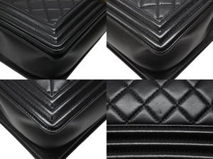 CHANEL シャネル ボーイシャネル 28 ラージ チェーン ショルダーバッグ 21番台 ラムスキン ブラック ゴールド金具 ココマーク 美品 中古 4b004232