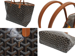 新品未使用 GOYARD ゴヤール サンルイPM バッグ トートバッグ STLOUIPMLTY01CL01P ブラウン PVC レザー 中古 4b004234