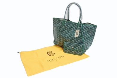 新品未使用 GOYARD ゴヤール サンルイPM バッグ トートバッグ STLOUIPMLTY09CL09P PVC レザー ヘリンボーン グリーン 中古 4b004235
