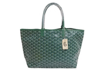 Load image into Gallery viewer, 新品未使用 GOYARD ゴヤール サンルイPM バッグ トートバッグ STLOUIPMLTY09CL09P PVC レザー ヘリンボーン グリーン 中古 4b004235
