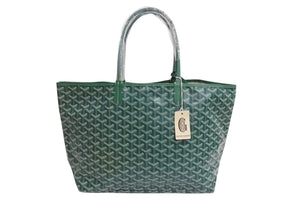 新品未使用 GOYARD ゴヤール サンルイPM バッグ トートバッグ STLOUIPMLTY09CL09P PVC レザー ヘリンボーン グリーン 中古 4b004235