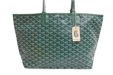 Load image into Gallery viewer, 新品未使用 GOYARD ゴヤール サンルイPM バッグ トートバッグ STLOUIPMLTY09CL09P PVC レザー ヘリンボーン グリーン 中古 4b004235