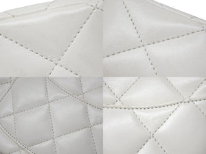 CHANEL シャネル トップハンドル ミニフラップ チェーンショルダーバッグ シャイニーカーフスキン ホワイト ゴールド金具 美品 中古 4b004238
