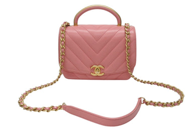 CHANEL シャネル Vステッチ 2WAYバッグ ショルダーバッグ ハンドバッグ 29番台 ピンク ゴールド金具 美品 中古 4b004240