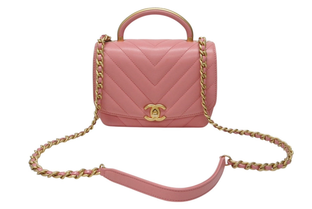 CHANEL シャネル Vステッチ 2WAYバッグ ショルダーバッグ ハンドバッグ 29番台 ピンク ゴールド金具 美品 中古 4b004240
