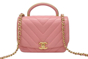CHANEL シャネル Vステッチ 2WAYバッグ ショルダーバッグ ハンドバッグ 29番台 ピンク ゴールド金具 美品 中古 4b004240