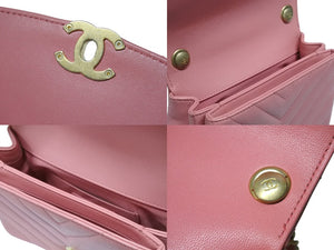 CHANEL シャネル Vステッチ 2WAYバッグ ショルダーバッグ ハンドバッグ 29番台 ピンク ゴールド金具 美品 中古 4b004240