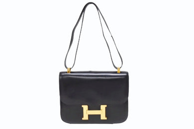 HERMES エルメス コンスタンス 23 ショルダーバッグ ボックスカーフ ブラック ゴールド金具 ○N刻印 (1984年製) 中古 4b004241