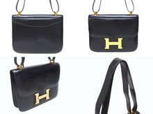 Load image into Gallery viewer, HERMES エルメス コンスタンス 23 ショルダーバッグ ボックスカーフ ブラック ゴールド金具 ○N刻印 (1984年製) 中古 4b004241
