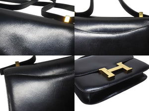 HERMES エルメス コンスタンス 23 ショルダーバッグ ボックスカーフ ブラック ゴールド金具 ○N刻印 (1984年製) 中古 4b004241