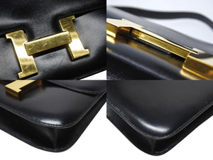 HERMES エルメス コンスタンス 23 ショルダーバッグ ボックスカーフ ブラック ゴールド金具 ○N刻印 (1984年製) 中古 4b004241