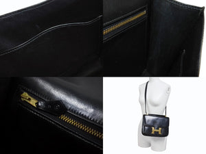 HERMES エルメス コンスタンス 23 ショルダーバッグ ボックスカーフ ブラック ゴールド金具 ○N刻印 (1984年製) 中古 4b004241