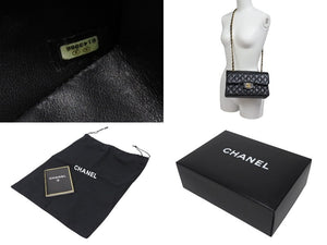 極美品 CHANEL シャネル マトラッセ23 Wフラップ Wチェーン ショルダーバッグ 6番台 キャビアスキン ココマーク ブラック ゴールド金具 中古 4b004245
