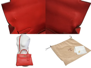 HERMES エルメス KELLY ケリー 32 内縫い 2WAY バッグ ヴォーガリバー ルージュヴィフ ゴールド金具 □D刻印 2000年製 美品 中古 4b004248