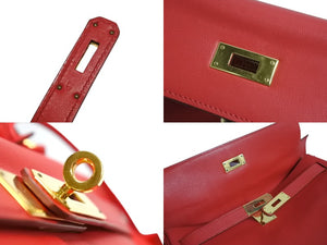 HERMES エルメス KELLY ケリー 32 内縫い 2WAY バッグ ヴォーガリバー ルージュヴィフ ゴールド金具 □D刻印 2000年製 美品 中古 4b004248