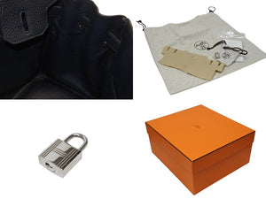 HERMES エルメス バーキン30 ハンドバッグ トゴ ネイビー シルバー金具 T刻印 美品 中古 4b004250