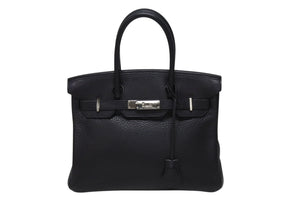 HERMES エルメス バーキン30 ハンドバッグ トゴ ネイビー シルバー金具 T刻印 美品 中古 4b004250