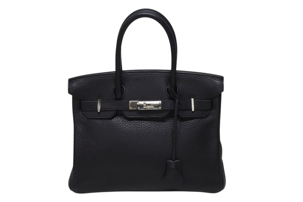 HERMES エルメス バーキン30 ハンドバッグ トゴ ネイビー シルバー金具 T刻印 美品 中古 4b004250