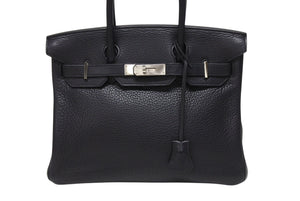 HERMES エルメス バーキン30 ハンドバッグ トゴ ネイビー シルバー金具 T刻印 美品 中古 4b004250