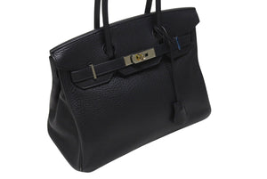 HERMES エルメス バーキン30 ハンドバッグ トゴ ネイビー シルバー金具 T刻印 美品 中古 4b004250