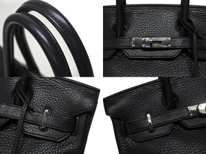 HERMES エルメス バーキン30 ハンドバッグ トゴ ネイビー シルバー金具 T刻印 美品 中古 4b004250