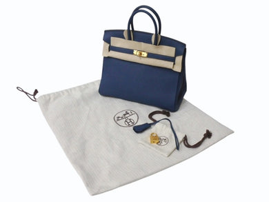 新品未使用 HERMES エルメス ハンドバッグ B刻印 バーキン25 ブルードプリュス ゴールド金具トゴ 中古 4b004251