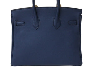 新品未使用 HERMES エルメス ハンドバッグ B刻印 バーキン25 ブルードプリュス ゴールド金具トゴ 中古 4b004251