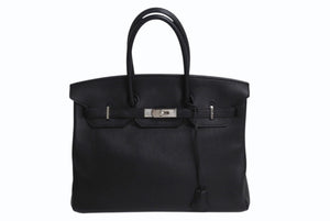 極美品 HERMES エルメス BIRKIN バーキン35 ブラック ゴールド金具 トリヨンクレマンス ハンドバッグ □N刻印 中古 4b000219